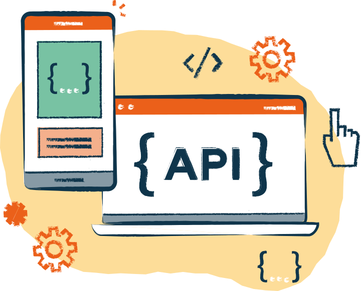 TS API code on a laptop and mobile