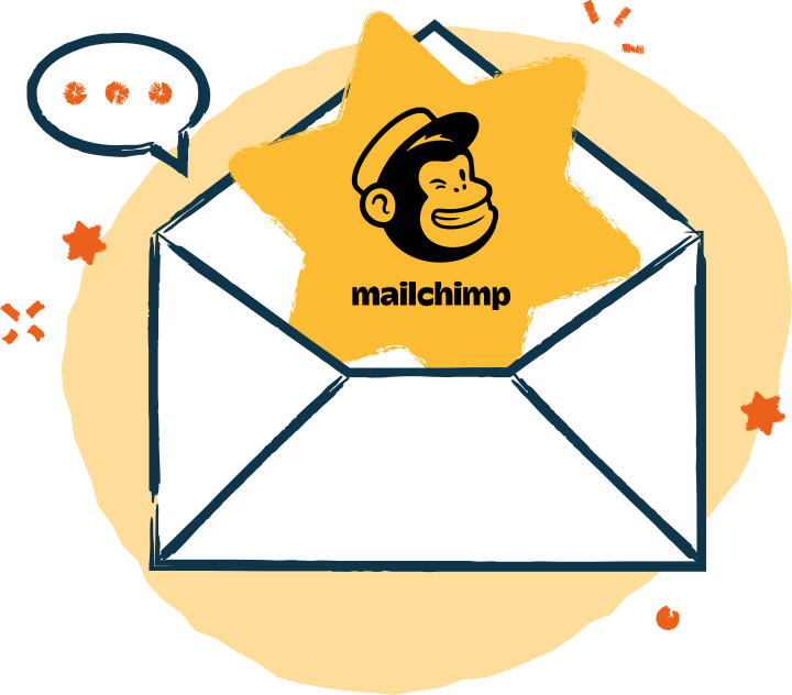 An envelope containing a mailchimp star