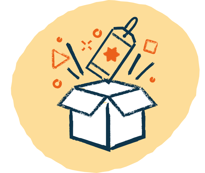 A box with a gift tag