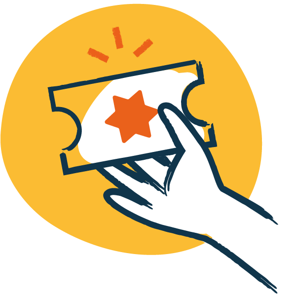 A hand holding a ticket