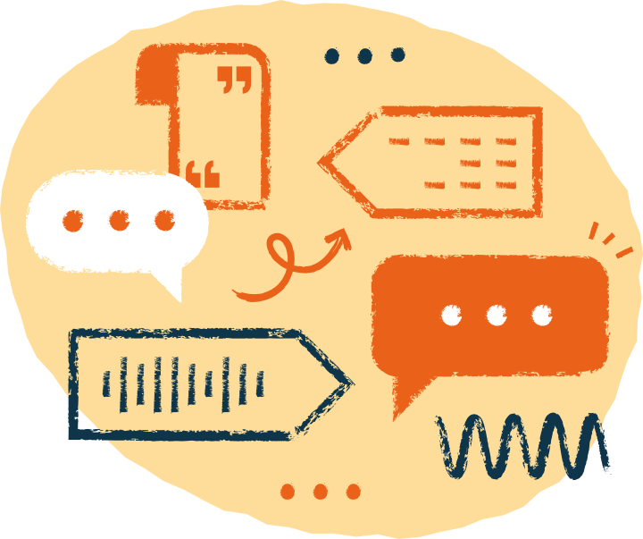 Speech bubbles and marks