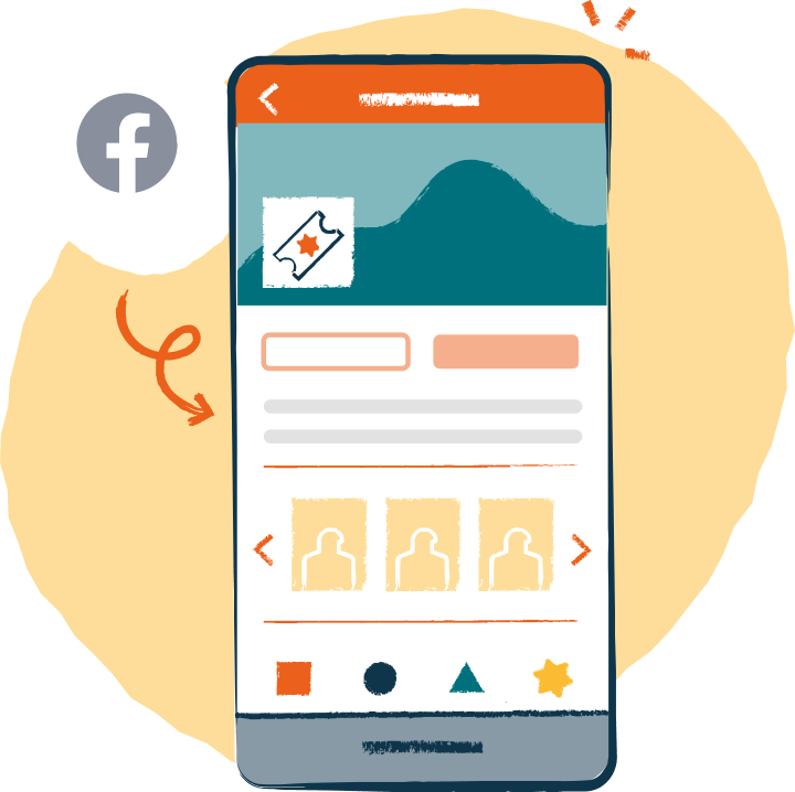 A mobile phone with a facebook page app