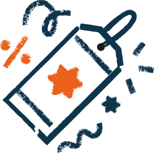 A price tag with a star on it