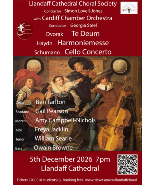 Llandaff Cathedral Choral Society and Cardiff Chamber Orchestra present Dvorak, Haydn and Schumann banner image