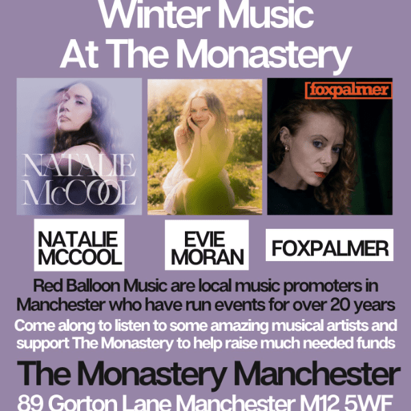 Winter Music at The Monastery - Featuring Natalie McCool, Evie Moran, Foxpalmer banner image