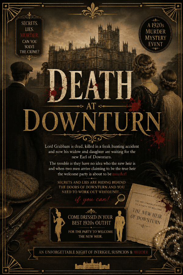 Murder Mystery Death at Downturn at Hall Garth Hotel and Revive