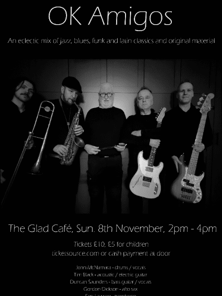 OK Amigos Taking It Live, Sunday 8th November, The Glad Cafe, Glasgow. banner image