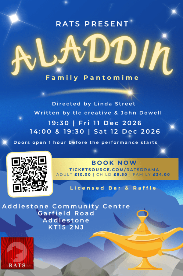 Addlestone Rodrizio Aladdin at The Addlestone Centre event tickets from TicketSource
