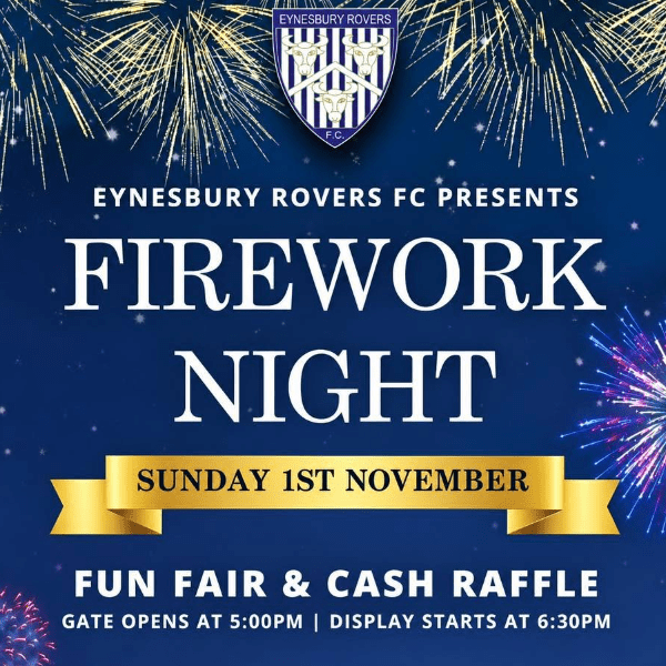 Eynesbury Rovers Firework Night 2026 banner image