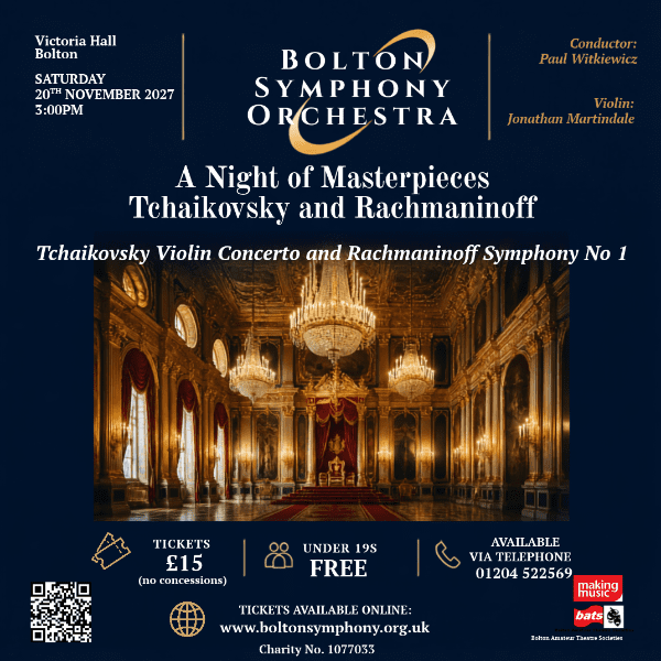 Bolton Symphony Orchestra, A Night of Masterpieces: Tchaikovsky and Rachmaninoff banner image