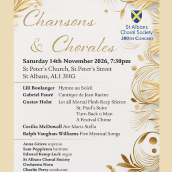 St Albans Choral Society: Chansons &amp; Chorales banner image