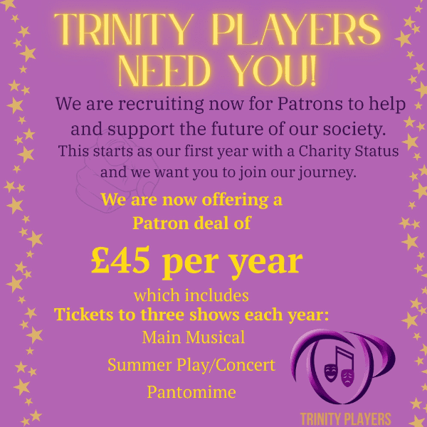 Trinity Players Patrons Membership 2026 banner image