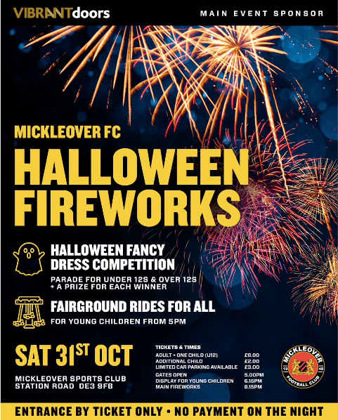 Mickleover Football Club Halloween Fireworks &amp; Fancy Dress Competition banner image