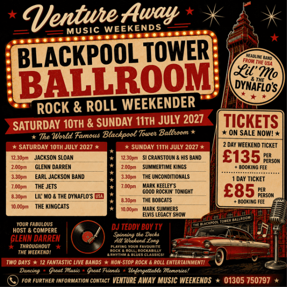 3rd Venture Away Music Weekends Blackpool Tower Ballroom Rock &amp; Roll Weekender - Weekend Ticket banner image