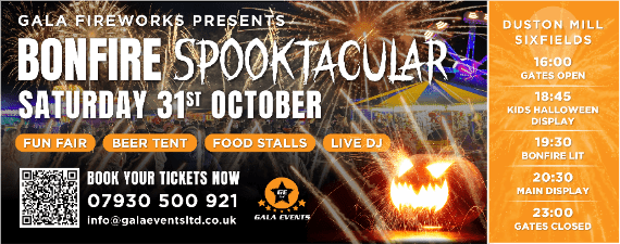 Firework Display 2026 - Bonfire Spooktacular at Duston Mill banner image