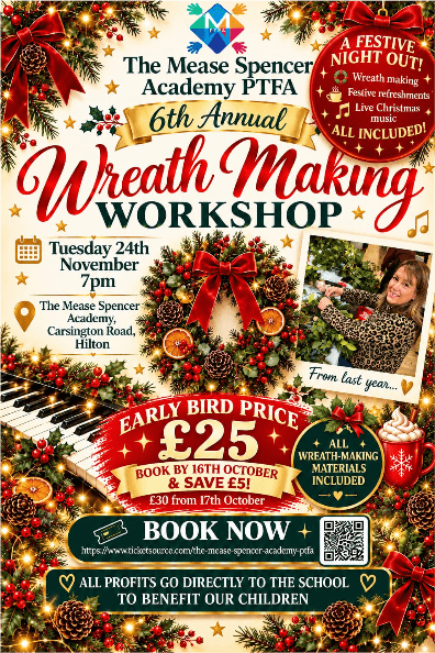 The Mease Spencer Academy's Christmas wreath making workshop banner image