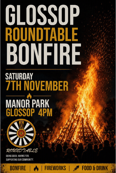 Glossop Bonfire spectacular 7 November 2026 banner image