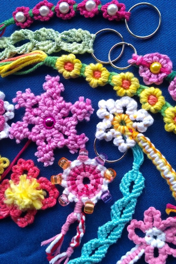 Macramé Flowers and Leaves at The Museum of Making at Derby Silk