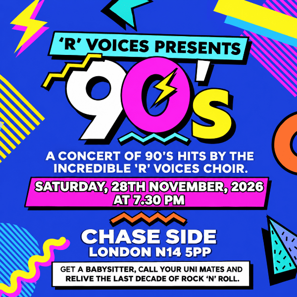 'R' Voices presents 'The 90's' Evening (Enf and Bar) banner image