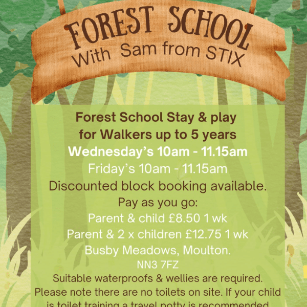Forest School Stay &amp; play for Walkers 18 months up to 5 years banner image