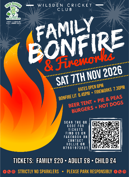 Wilsden Cricket Club Family Bonfire &amp; Fireworks Event banner image