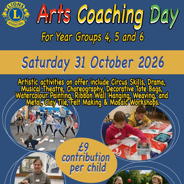 Devizes Lions Club - Arts Coaching Day - 31 October 2026 banner image