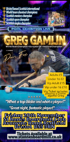 Live Pool Exhibition with World Team Champion  Greg Gamlin banner image
