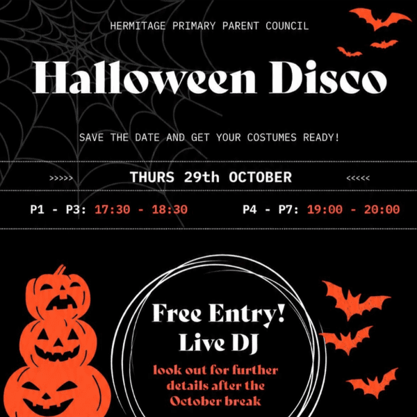 Hermitage Primary Halloween Disco Primary 1-3 banner image